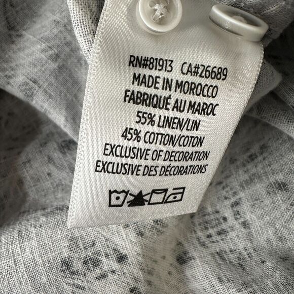 Robert Graham Shirt Men’s 2XL XXL Geometric Gray Flip Cuff Button Up Linen Blend - Picture 8 of 11